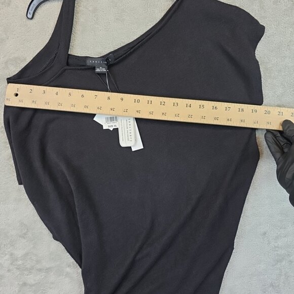 Sanctuary One Shoulder Knit Top Women's Size XL Black Strap Rayon Blend Casual - Picture 8 of 8